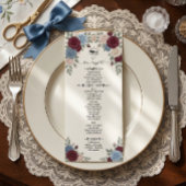 Elegante Burgundyroos Huwelijksmenu Menu