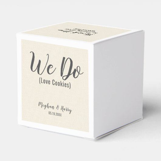 Elegante Burlap Wij houden van aangepaste cookies Bedankdoosjes (Achterkant)