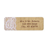 Elegante burlap wit kant land rustieke bruiloft etiket (Voorkant)