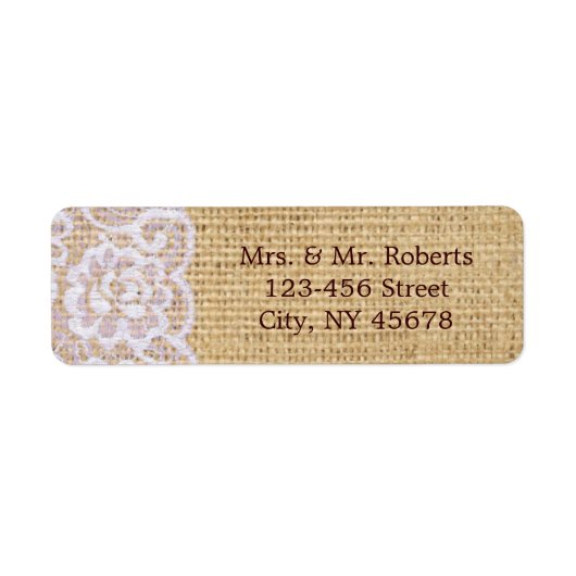 Elegante burlap wit kant land rustieke bruiloft etiket (Voorkant)