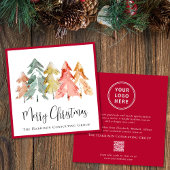 Elegante Business Logo QR Code Red Christmas Feestdagenkaart