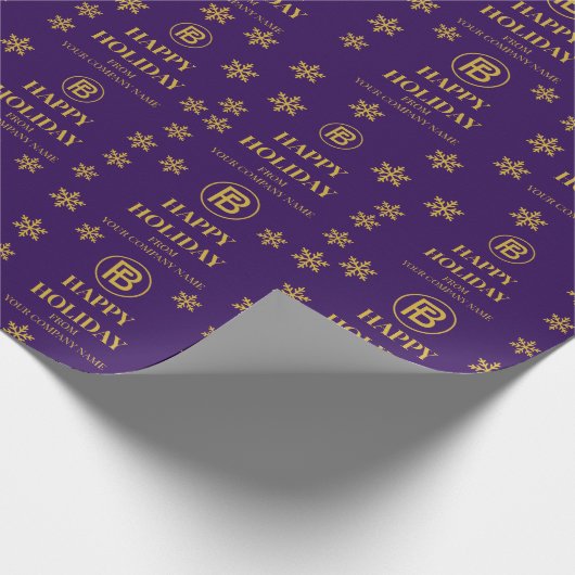 Elegante Business Logo Snowflakes Corporate Holida Cadeaupapier (Hoek)