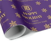 Elegante Business Logo Snowflakes Corporate Holida Cadeaupapier (Rol Hoek)