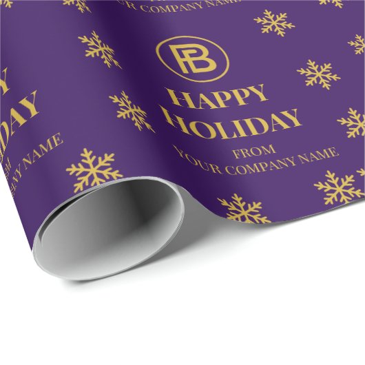 Elegante Business Logo Snowflakes Corporate Holida Cadeaupapier (Rol Hoek)