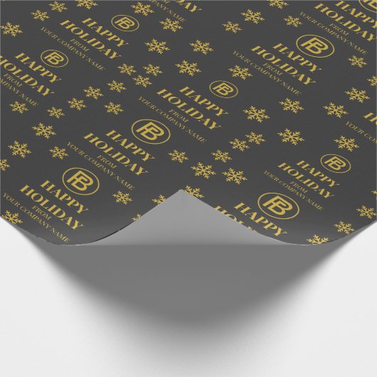 Elegante Business Logo Snowflakes Corporate Holida Cadeaupapier (Hoek)