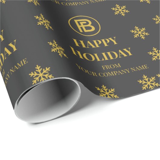 Elegante Business Logo Snowflakes Corporate Holida Cadeaupapier (Rol Hoek)