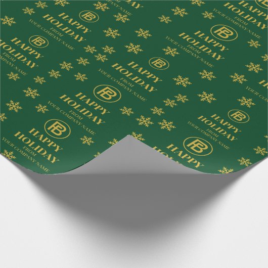 Elegante Business Logo Snowflakes Corporate Holida Cadeaupapier (Hoek)