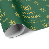 Elegante Business Logo Snowflakes Corporate Holida Cadeaupapier (Rol Hoek)