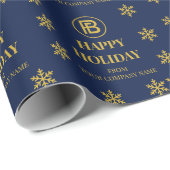 Elegante Business Logo Snowflakes Corporate Holida Cadeaupapier (Rol Hoek)