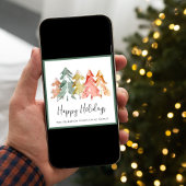 Elegante Business Pine Trees Waterverf Kerst Feestdagenkaart