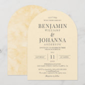 Elegante Butter Yellow Arch bruiloft Kaart (Voorkant / Achterkant)