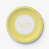 Elegante buttercup geel kant doiley custom bord (Voorkant)
