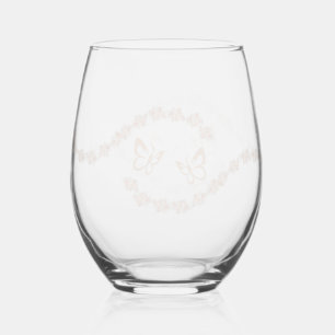 Elegante Butterfly Bloemen Overlay Bloemen bruilof Wijnglas Zonder Voet