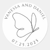 Elegante Butterfly Custom Wedding Sticker (Voorkant)