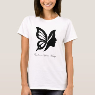 Elegante Butterfly & Face Silhouette Omarm Uw W T-shirt