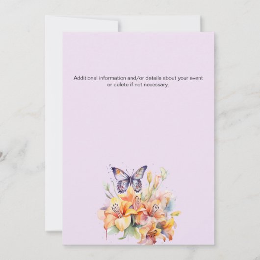 Elegante Butterfly Floral Women's Church Retreat Kaart (Achterkant)