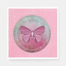 Elegante Butterfly Pink Party servetten