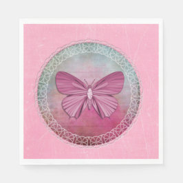 Elegante Butterfly Pink Party servetten