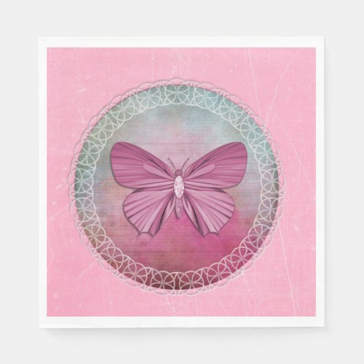 Elegante Butterfly Pink Party servetten (Voorkant)
