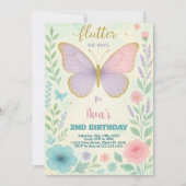 Elegante Butterfly verjaardagsuitnodiging Kaart (Voorkant)
