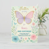 Elegante Butterfly verjaardagsuitnodiging Kaart (Staand voorkant)