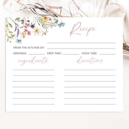 Elegante Butterfly Wildflowers Receptenkaart