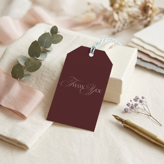 Elegante Cabernet Bourgogne Minimalistische Trouw Cadeaulabel