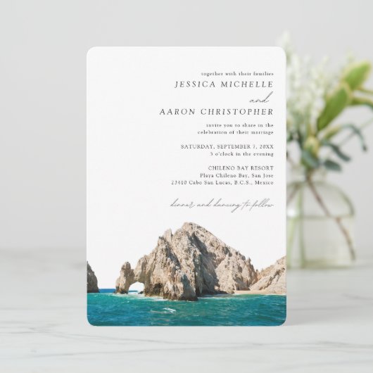 Elegante Cabo Bruiloft Aangepaste Schilderachtig U Kaart (Staand voorkant)