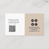 Elegante Cacao Cream Minimalistische QR Code Moder Visitekaartje (Achterkant)