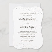 Elegante cacao en wit met delicate Stippen bruilof Kaart (Voorkant)