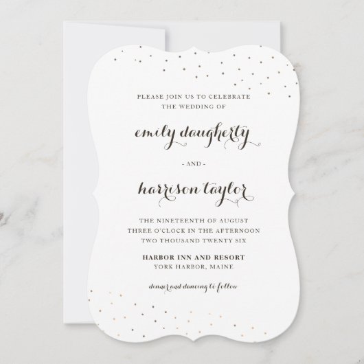 Elegante cacao en wit met delicate Stippen bruilof Kaart (Voorkant)