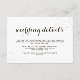 Elegante Cacao en Wit met Stippen Wedding Details Informatiekaartje