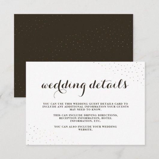 Elegante Cacao en Wit met Stippen Wedding Details Informatiekaartje (Voorkant / Achterkant)