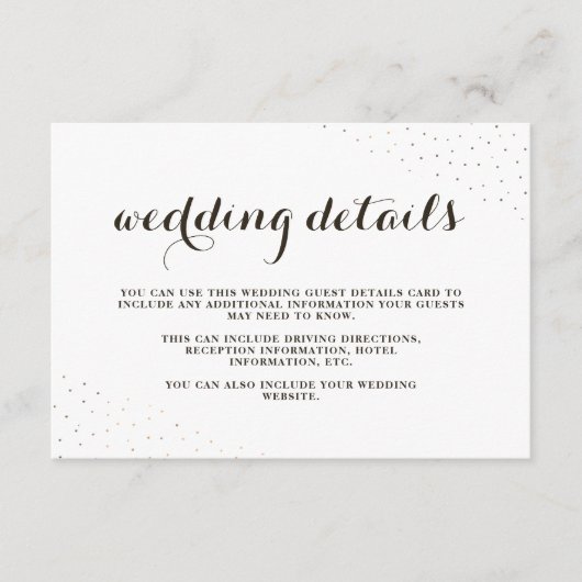 Elegante Cacao en Wit met Stippen Wedding Details Informatiekaartje (Voorkant)