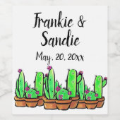 Elegante Cactus cactussen vetplanten Wijn Etiket (Enkel label)