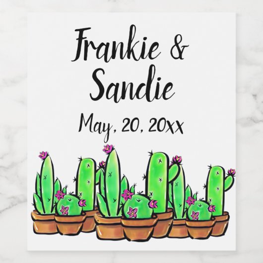 Elegante Cactus cactussen vetplanten Wijn Etiket (Enkel label)