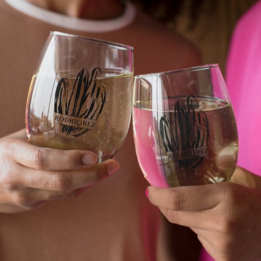 Elegante Cactus | Trouw Monogram Wijnglas Zonder Voet