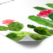 Elegante cactus tuin bruiloft gunsten tafel teken poster (Hoek)