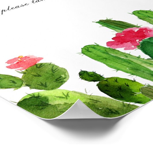 Elegante cactus tuin bruiloft gunsten tafel teken poster (Hoek)