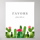 Elegante cactus tuin bruiloft gunsten tafel teken poster (Voorkant)