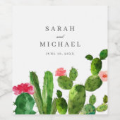 Elegante cactus tuin | Bruiloft Wijn Etiket (Enkel label)