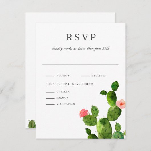Elegante Cactus Tuin | Huwelijksuitnodiging Reacti Kaart (Voorkant / Achterkant)
