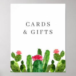 Elegante Cactus Tuin Tafel Teken Poster