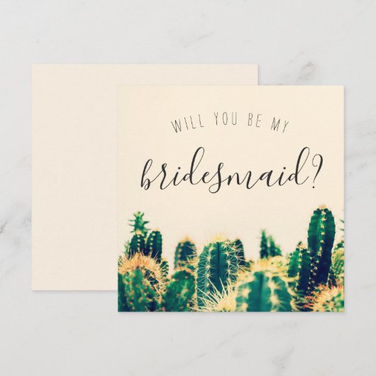 Elegante Cactus Wil je mijn bruidsmeisje Kaart (Voorkant / Achterkant)