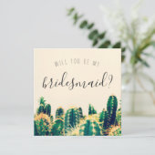 Elegante Cactus Wil je mijn bruidsmeisje Kaart (Staand voorkant)