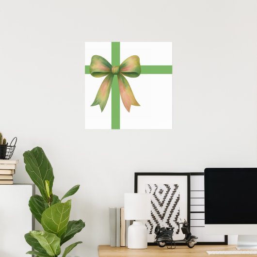 Elegante cadeauband - modern kerstontwerp poster (Thuiskantoor)