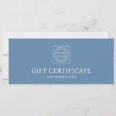Elegante cadeaubon met eigen logo in het blauw (Voorkant)