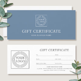 Elegante cadeaubon met eigen logo in het blauw