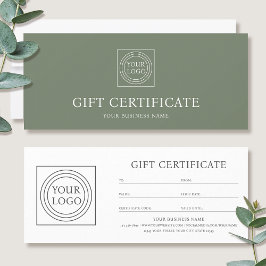 Elegante cadeaubon met groen logo op maat