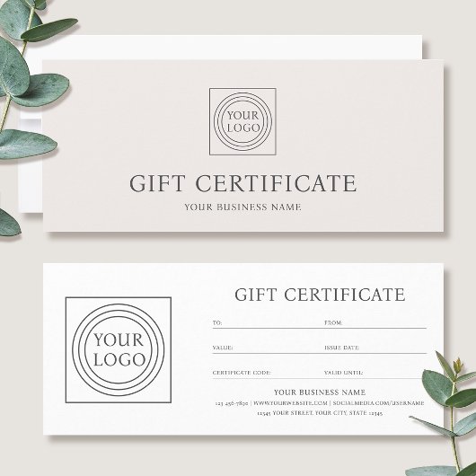 Elegante cadeaubon met logo